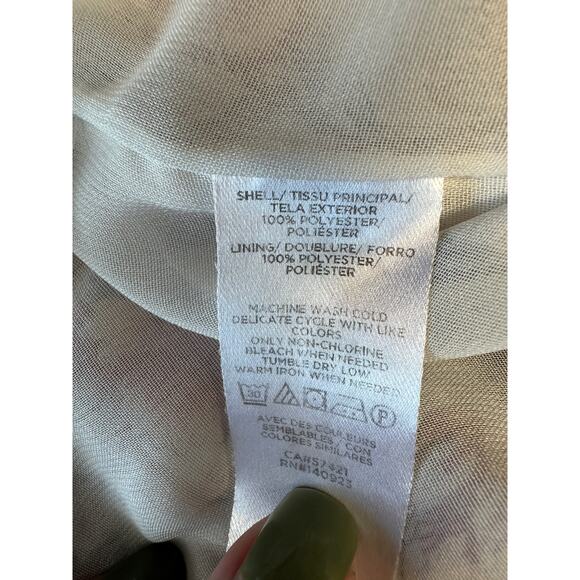 Loft Women Gorgeous Floral Shear Lined Ruffled LS Blouse Large Holiday - Picture 9 of 10